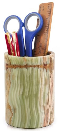 Radicaln Marble Desk Organizer Green Onyx 4.5x3 Inch Handmade Pencil holder Art Supplies - Pen Holder & Office Desk Accessories- Teacher Supplies & Office Supplies