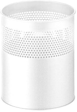 PROREGAL Runder halbperforierter Papierkorb aus Metall | 15 Liter, HxØ 32x26cm | Weiß