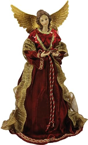 FADEDA Engel mit Stoffkleid, rot/Höhe:28 cm/handbemalt/detailgetreue Krippen Figuren - Weihnachten Tisch Dekoration Krippe Zubehör