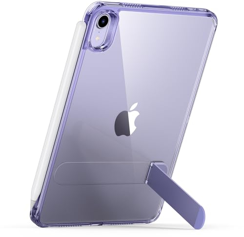 ESR Coque pour iPad Mini 7, 7e/6e Génération (2024/2021), Support Boost, 8,3 Pouces, 3 Modes de Support, Fin et Léger, Anti Jaunissement, étui iPad Mini, Violet Transparent
