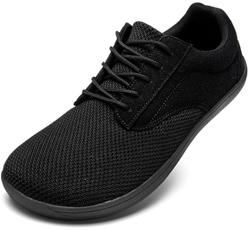 JUEQIBAA Homme Chaussures Pieds Nus Orteil Large Baskets Minimaliste Chaussures Décontractées Respirant Poids Léger pour Marcher Courir L'haltérophilie Noir 43