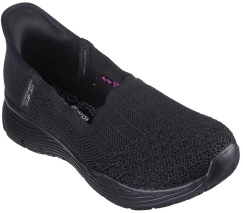Skechers Seager-Believe It - Mocasines planos sin cordones para mujer, Negro -, 35.5 EU