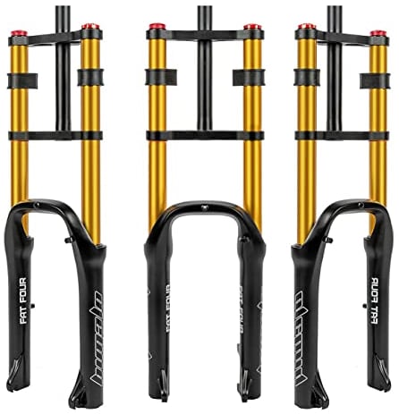 Forcella Ammortizzata Ad Aria 20 x 4,0 pollici Forcella Ammortizzata per Bici Fat Tire 1 1/8 Tubo Dritto Forcelle per Mountain Bike Regolazione del Ritorno Freni a Disco QR da 9 mm Corsa di 110 mm per