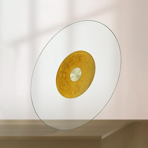 Gerrit 60/70/80/90/100cm Plato Giratorio de Cristal Lazy Susan, Bandeja Giratoria para Servir en Centro de Mesa de Comedor, Bandeja para Servir Giratoria Redonda para Cocina Casera (Size : 60cm/24)