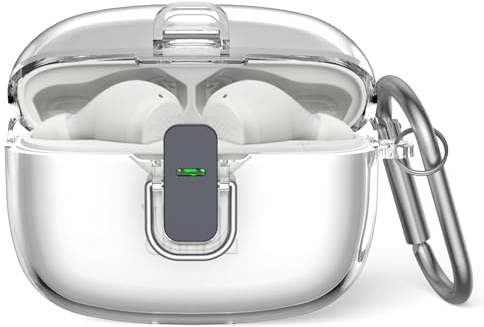 Schutzhülle für JBL Vibe Beam, MOWYEOK transparentes TPU Sicherheitsschloss Gehäuse, Anwendbar auf die JBL Vibe Beam/JBL Wave 200TWS Ohrhörer, mit Karabiner(Transparent)