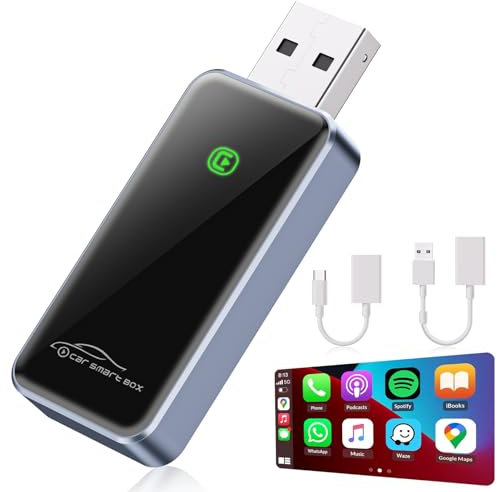 Wireless Carplay Adapter uk for Apple Devices, [2024 Upgrade] USB CarPlay Wireless Dongle adaptor for Wireless Control Plug & Play Compatible with Cars from 2015 & iPhone iOS 10+,Navigation, Music