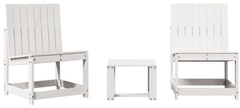 QJBSAVVA Terrassen Stühle Außen Gartenstuhl Lounge Sessel Outdoor Sessel Garten - 3-TLG. Garten-Lounge-Set Weiß Massivholz Kiefer für Garten Open Air Café Balkon Hof