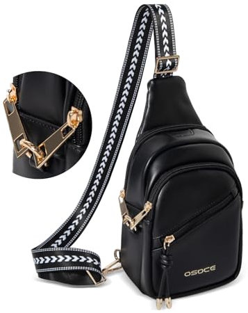 OSOCE Crossbody Bag with Anti-Theft Crossbody Bag Women RFlD Pocket, Small Shoulder Bag with Anti-Theft Zipper Clips, Adjustable Strap, Perfect for Shopping and Travel.（Black）