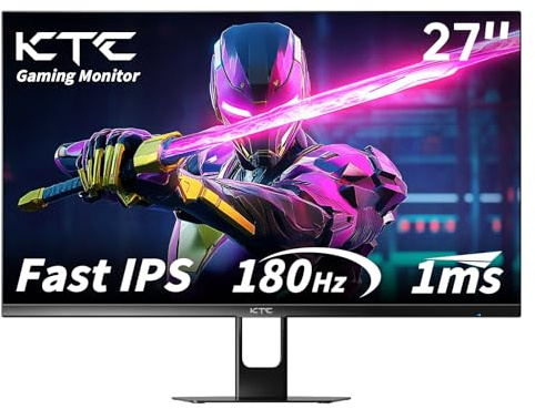 KTC Monitor para Juegos De 27 Pulgadas, 180 Hz, Full HD 1920 X 1080, IPS, Puertos DP 1.4 Y Hdmi 2.0, 1 Ms, Freesync, Sin Marco, para Pc, HDR, Soporte Vesa, H27F22