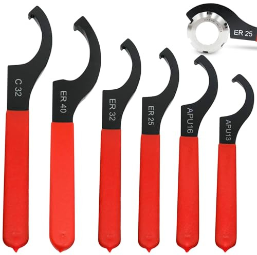 GOMETY Gelenk C Hakenschlüssel, 6 Stück Gewinde C-FöRmiger SchlüSsel mit rutschfestem Griff Stoß Spanner SchraubenschlüSsel Satz Verstellbare SchraubenschlüSsel Einstellung Werkzeug