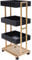 Well Home Bambus-Aufbewahrungswagen mit 1 Regal und 3 Tabletts in schwarzer Farbe, 40 x 30 x 87,5 cm