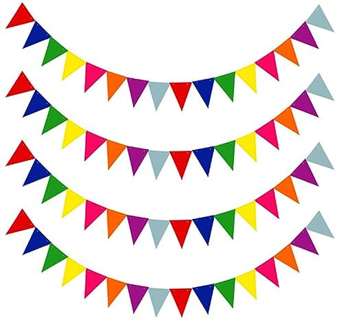Eyccier Bunting Banner Triangle Bunting Flags für Geburtstag Hochzeit Gartenfestivals Party Dekoration 4PCS Bunt ..