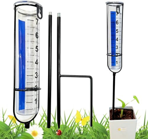 Pluviómetro Exterior, 17 cm Pluviómetro Jardin de Gran Capacidad para Exteriores Pluviómetro Medidor de Lluvia Exterior Desmontable para Césped, Valla, Terraza, Decoración de Jardín y Regalo para Jard