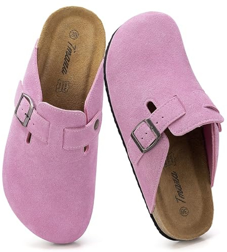 Tmaza Zoccoli e Sabot Donna Ciabatte in Pelle Chiuse 36-42 | Pantofole comode, fibbia regolabile al piede, scarpe chiuse, per casa, giardino e uso quotidiano