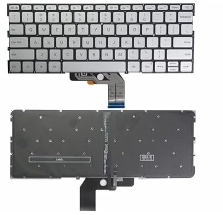 ZCDYGHU Tastiera per Laptop XIAOMI Mi Notebook Air 13 161301-01 Tastiera US mk10000005761 490.09U07.0D01 9Z.ND7BW con retroilluminazione(Silver)