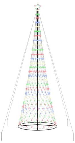 vidaXL Albero di Natale LED Multicolore 160 x 160 x 500 cm Metallo, Soggiorno Moderno, luci Natalizie Resistenti, Stringhe Festive, Decorazioni per Natale, Atmosfera stagionale