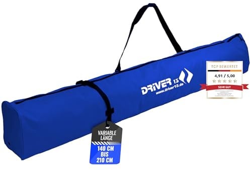 Driver13 Skitasche Skisack für Ski und Skistöcke, längenverstellbar | Tasche für Transport und Aufbewahrung beim Skifahren