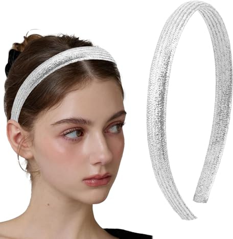 Nymora Glitzer Haarreif, Haarreifen Damen Haarschmuck für Hochzeit und Alltag, Silber Funkelndes Strass Stirnband für Damen und Mädchen