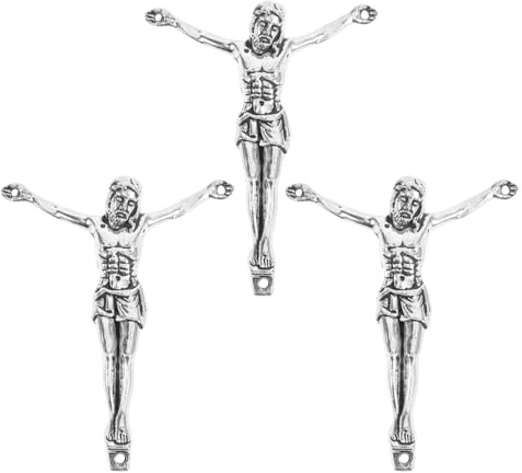 ORFOFE 3 Stück Teiliges Jesus Corpus Antiksilberfarbenes Metall-kruzifix für DIY Holzkreuze Basteln und Katholische Wanddekoration Langlebige Heilige Jesus Figur für Kommunion Geschenke