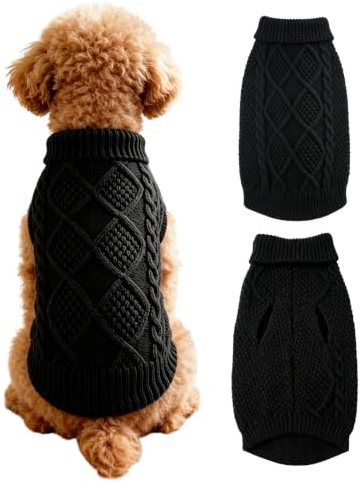 Beyinkoy Chandail tricoté pour chien, pull en tricot doux pour animal domestique avec trou pour laisse, manteau d'hiver chaud pour chiens de petite, moyenne et grande taille, tricot doux et chaud pour