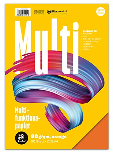 Staufen Style Multifunktionspapier - DIN A4, 50 Blatt, Farbe: orange, 80g/m² Qualitätspapier, 1 Stück
