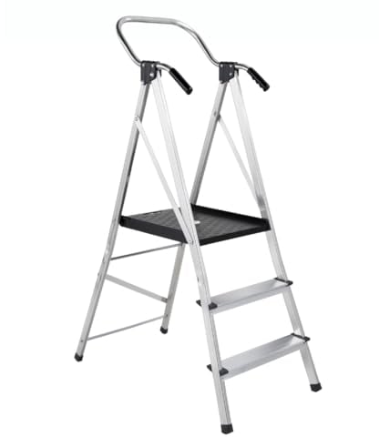 MEDOSAN Sicherheitsleiter mit Plattform | 3-stufig | Haushaltsleiter | Vorbeugung gegen Unfälle | platzsparend