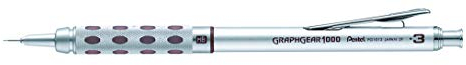 Pentel Graphgear 1000 Lot de 12 Porte-mines 0,3 mm avec Canon rentrant Métal