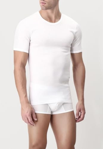 PEROFIL FILO DI SCOZIA MAGLIA MEZZA MANICA GIROCOLLO BIANCO 21301 TG. 7-XXL