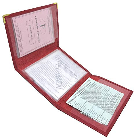 MAMJACK® Étui Permis Carte Grise Assurance Homme Femme en Cuir Rouge (Rouge)