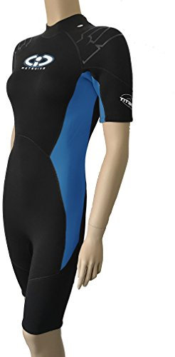 TWF Ladies 3mm Titanium CIC Shortie Wetsuit - Choice of Colours (Marine Blue, 22)