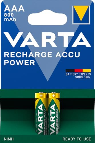 VARTA Rechargeable Accu 2 AAA 800 mAh R2U, green/grey
