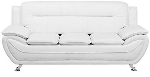 Beliani Weißes Dreisitzer Sofa Kunstleder Modern Designersofa Couch Leira