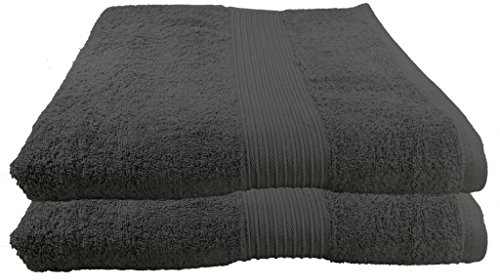 Julie Julsen 2er Pack Saunatücher Chemikalien-Frei 600g/m² Strandtuch Anthrazit 80 x 200 cm 100% Baumwolle - Oeko TEX Std 100 Zertifizierung - Weich und Saugstark - Waschmaschinenfest