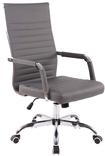 CLP Ergonomischer Bürostuhl Amadora I Höhenverstellbar, 360 Grad Drehstuhl I Kunstleder Oder Stoff Bezug I Langlebig, 120 kg Belastbar, Farbe:grau, Material:Kunstleder