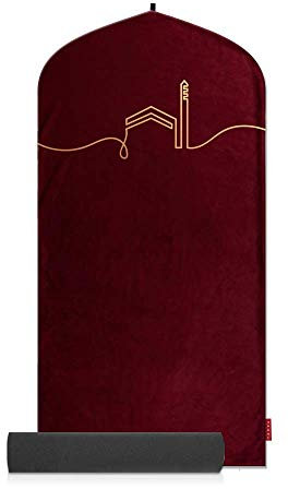 TAKVA Premium-Gebetsmatte | Kaaba-Kollektion (COMFITPLUS, Kaaba-Weinrot)