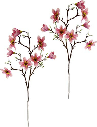 Künstlicher Magnolienzweig Kunstblume Magnolie Bündel Kunstpflanze Zweig Raumdeko Zarte Frühlingsdeko Dekozweig Ast Einzelblume Knospen Blüten Hochzeit Bouquet Decor Seidenblumen Kunstblume Kunstzweig