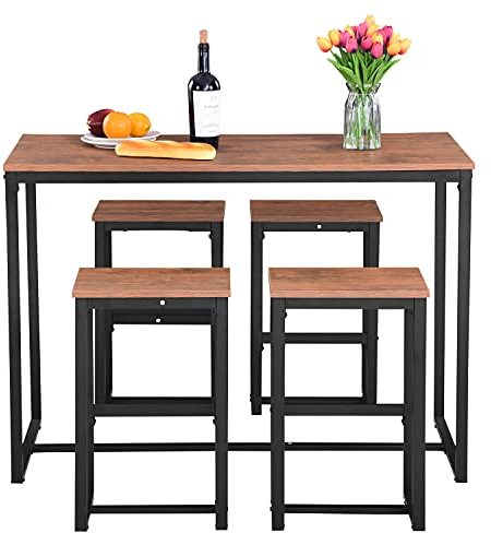 WZFANJIJ Esstisch Mit 4 StüHlen - Tisch Und 4 StüHlen Kiefer Esstisch Naturholz, Esszimmergruppe FüR KüChe, Komplett, Holz ESS Set, Esszimmergarnitur FüR 4 Personen