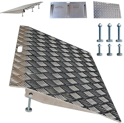 WORHAN Rampe de Seuil Rigide pour Fauteuil Roulant Chargement Plateforme Hauteur Variable Réglable Surface Antidérapante 300kg Aluminium Anodisé 1TR70