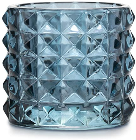 Teelichthalter aus Glas AmeliaHome Kerzenhalter Teelichtglas 7x6,5 cm Malaga Dunkelblau