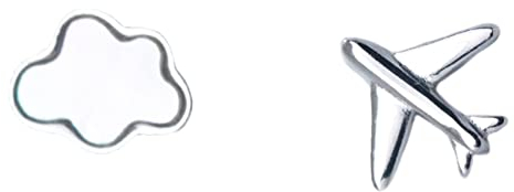 Helen de Lete S925 Sterling Silber Kleine Wolke und Flugzeug Ohrringe