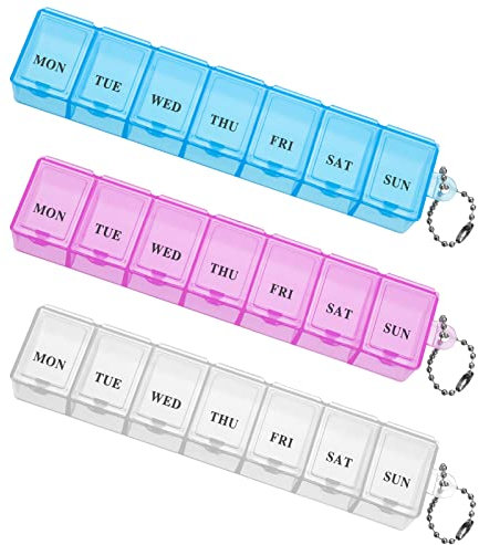 Fuyamp 3 Pièces Pilulier Medicaments 7 Jours, Pilulier Semainier Pilulier Sûr avec 7 Compartiments Par Jour Portable Facile à Ouvrir Pilulier pour Voyage