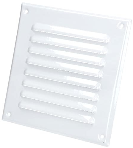 White Metal Air Vent Grille with Fly Screen Flat Ducting Ventilation Cover (165 x 165 mm)