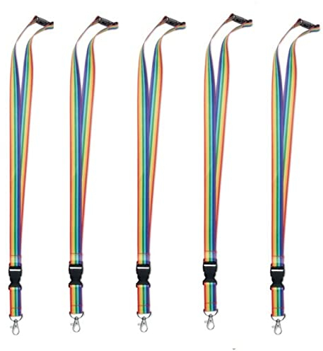 noTrash2003 Regenbogen Rainbow Schlüsselband Lanyard Ausweishalter mit Metallkarabiner, Sicherheitsverschluss und abnehmbaren Karabiner LGBT/LGBTQIA+ Design Pride Toleranz zeigen (3)