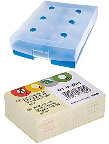HAN Archivbox einfach Vokabeln lernen mit 5-Fächer-Lernsystem Karteikarten - 100 Stück DIN A8 quer liniert für CROCO Duo