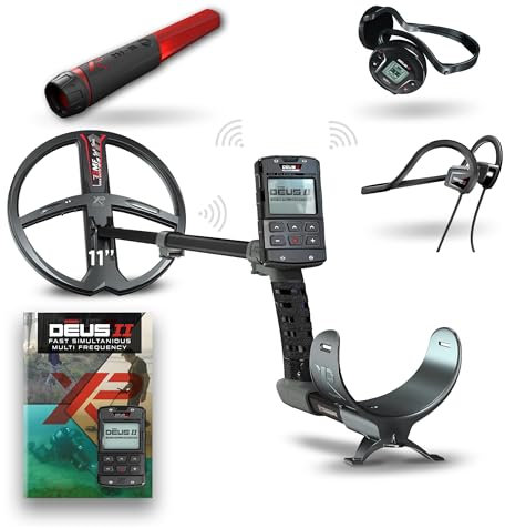 XP Metal Detectors Deus II Fast Multi Frequenza con Bobina di Ricerca FMF 9'', Pinpointer MI-6 e BH-01 Cuffie a Conduzione Ossea, Nero