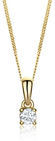 MIORE Halskette Damen, 14 Karat 585 Weißgold/Gelbgold Solitär Diamant Anhänger 0.10/0.15/0.20 ct, Panzerkette 45 cm aus Gold Oder 925 Sterlingsilber, Schmuck Damen, geliefert in Schmuckbox