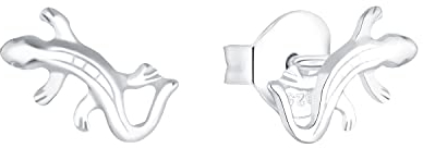 Amor Ohrstecker 925 Sterling Silber Damen Ohrschmuck, 1,2 cm, Silber, Eidechse, Kommt in Schmuck Geschenk Box, 2023005