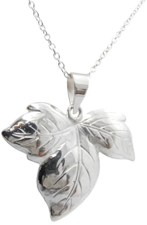 Ivy: Pendant And Chain Silver 925 - Pendant With Leaf Good Luck Charm And Choker - Fortuna - Trailing - Necklace