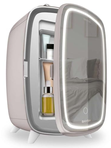 Cecotec Nevera Pequeña de Cosméticos 6L Bamba CoolingBeauty 6000 Mirror Rose. Mini Frigorífico con Puerta con Espejo Exterior, Lud LED con 3 Intensidades, Enfriamiento de hasta 10ºC