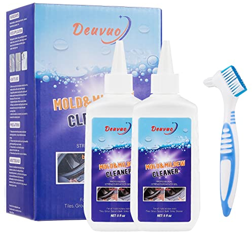 Deuvuo Mould Remover Gel UK 280g, 2 Pack Mold And Mildew Remover Gel With Brush For Washing Machine, Toilet, Painted Walls, Ceiling,Tile,Windows, Glass, Grout